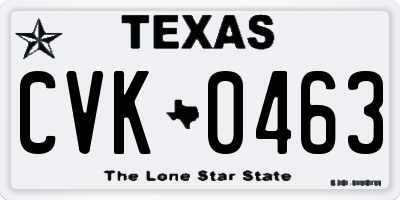 TX license plate CVK0463