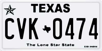 TX license plate CVK0474