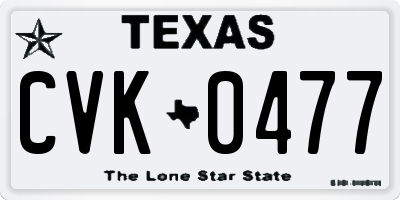 TX license plate CVK0477