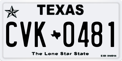 TX license plate CVK0481