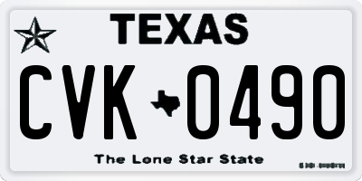 TX license plate CVK0490