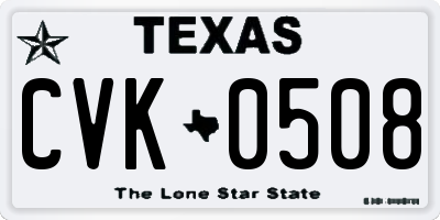 TX license plate CVK0508