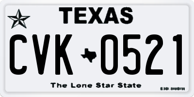 TX license plate CVK0521