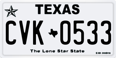 TX license plate CVK0533
