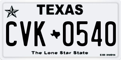 TX license plate CVK0540