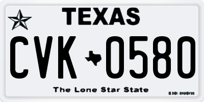TX license plate CVK0580