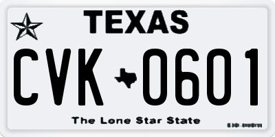 TX license plate CVK0601