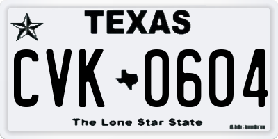 TX license plate CVK0604