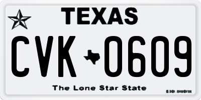 TX license plate CVK0609