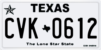 TX license plate CVK0612