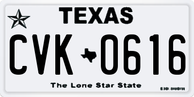 TX license plate CVK0616