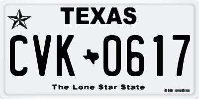 TX license plate CVK0617