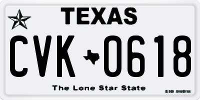 TX license plate CVK0618