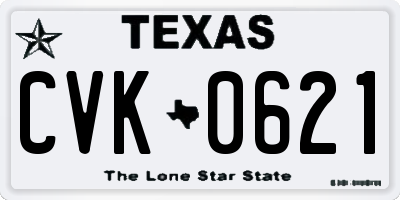 TX license plate CVK0621