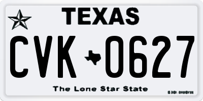 TX license plate CVK0627