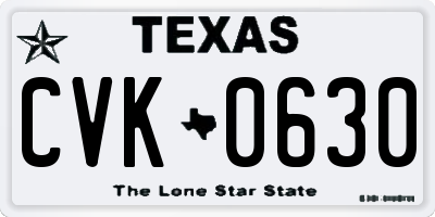 TX license plate CVK0630