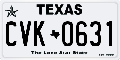 TX license plate CVK0631