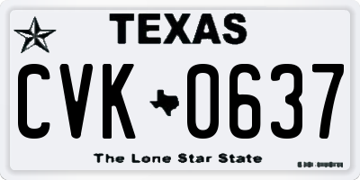 TX license plate CVK0637