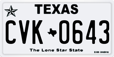 TX license plate CVK0643