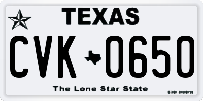 TX license plate CVK0650
