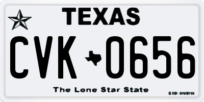 TX license plate CVK0656