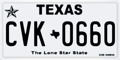 TX license plate CVK0660