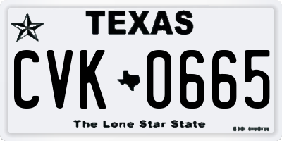 TX license plate CVK0665