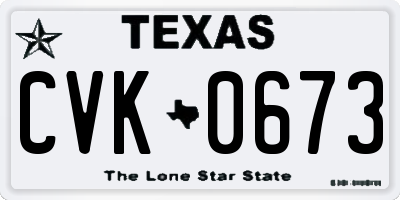 TX license plate CVK0673