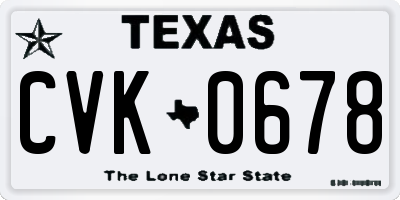 TX license plate CVK0678