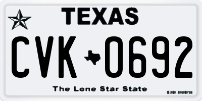 TX license plate CVK0692