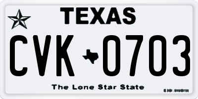 TX license plate CVK0703