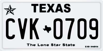 TX license plate CVK0709