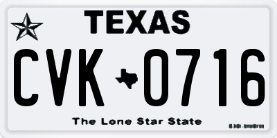 TX license plate CVK0716