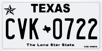 TX license plate CVK0722