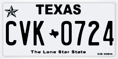 TX license plate CVK0724