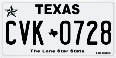 TX license plate CVK0728