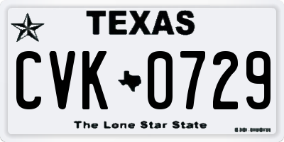 TX license plate CVK0729