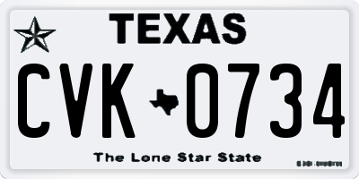 TX license plate CVK0734