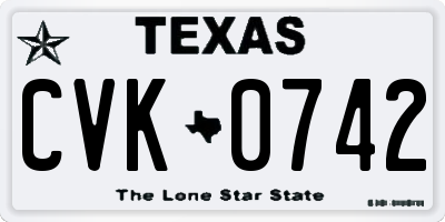 TX license plate CVK0742
