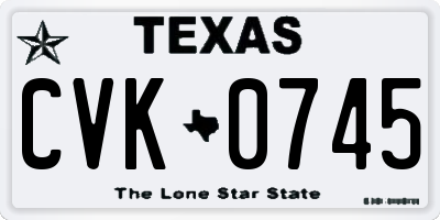 TX license plate CVK0745