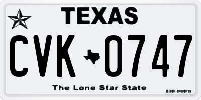 TX license plate CVK0747