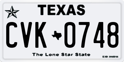 TX license plate CVK0748