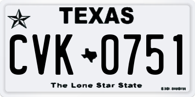 TX license plate CVK0751
