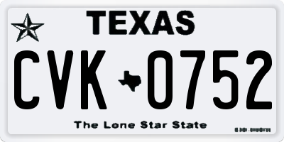 TX license plate CVK0752