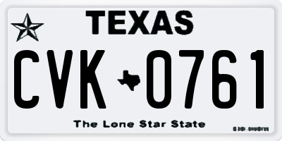 TX license plate CVK0761