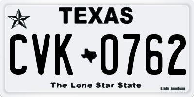 TX license plate CVK0762