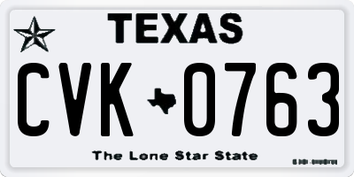 TX license plate CVK0763