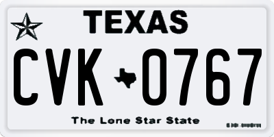 TX license plate CVK0767