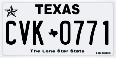 TX license plate CVK0771
