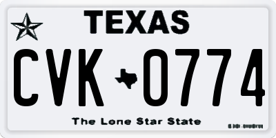 TX license plate CVK0774